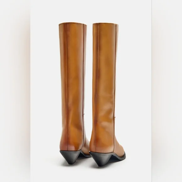 ZARA HEELED LEATHER COWBOY BOOTS - Picture 5 of 17